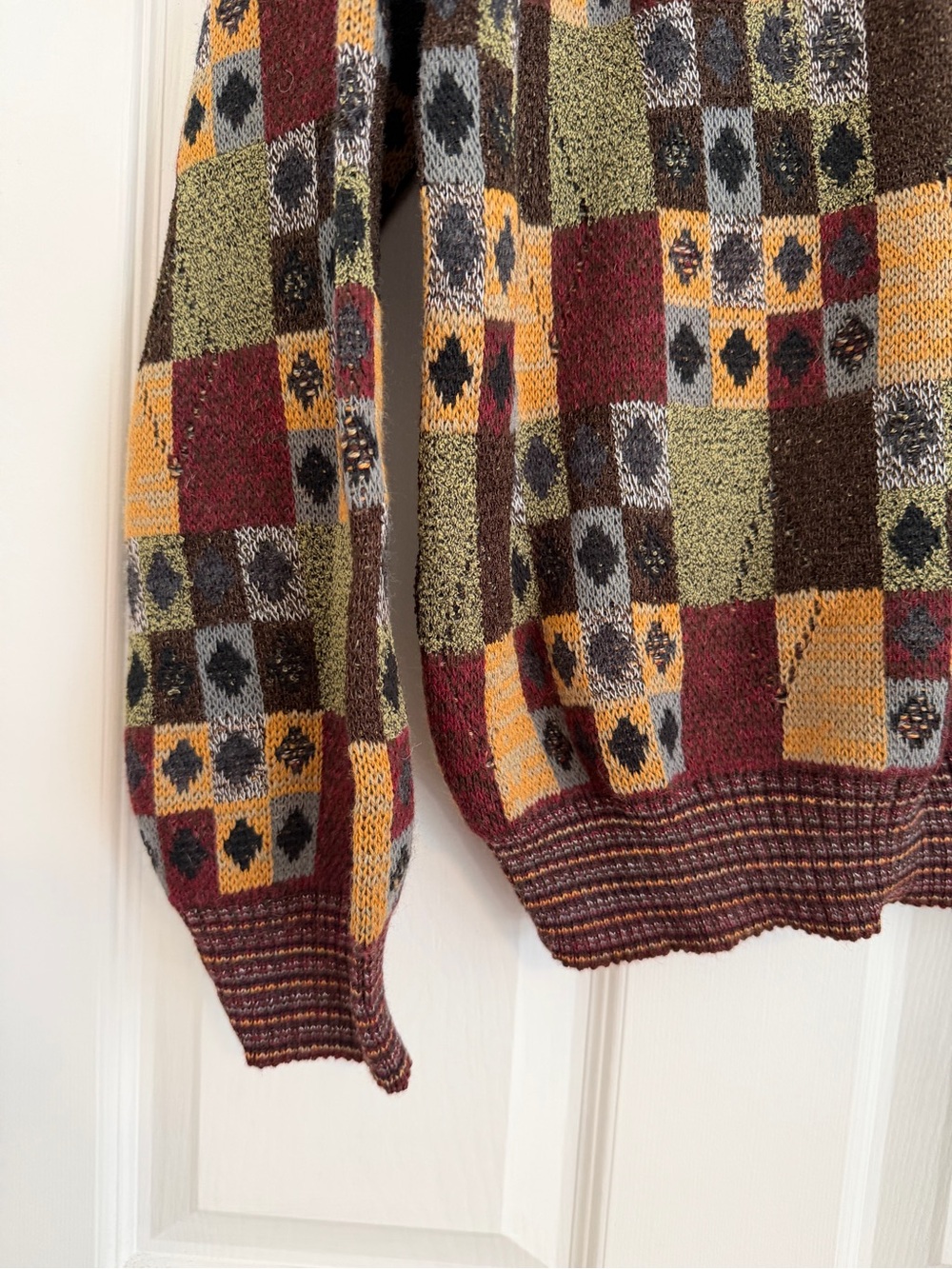 Vintage Mauro Thompson Made in Italy Merino Wool Geometric Sweater Men’s M - Picture 4 of 5